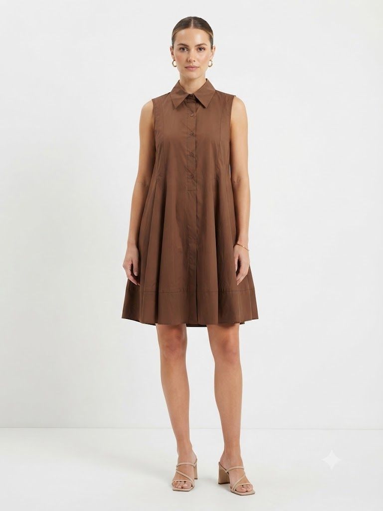 Classic Sleeveless Shirt Dress